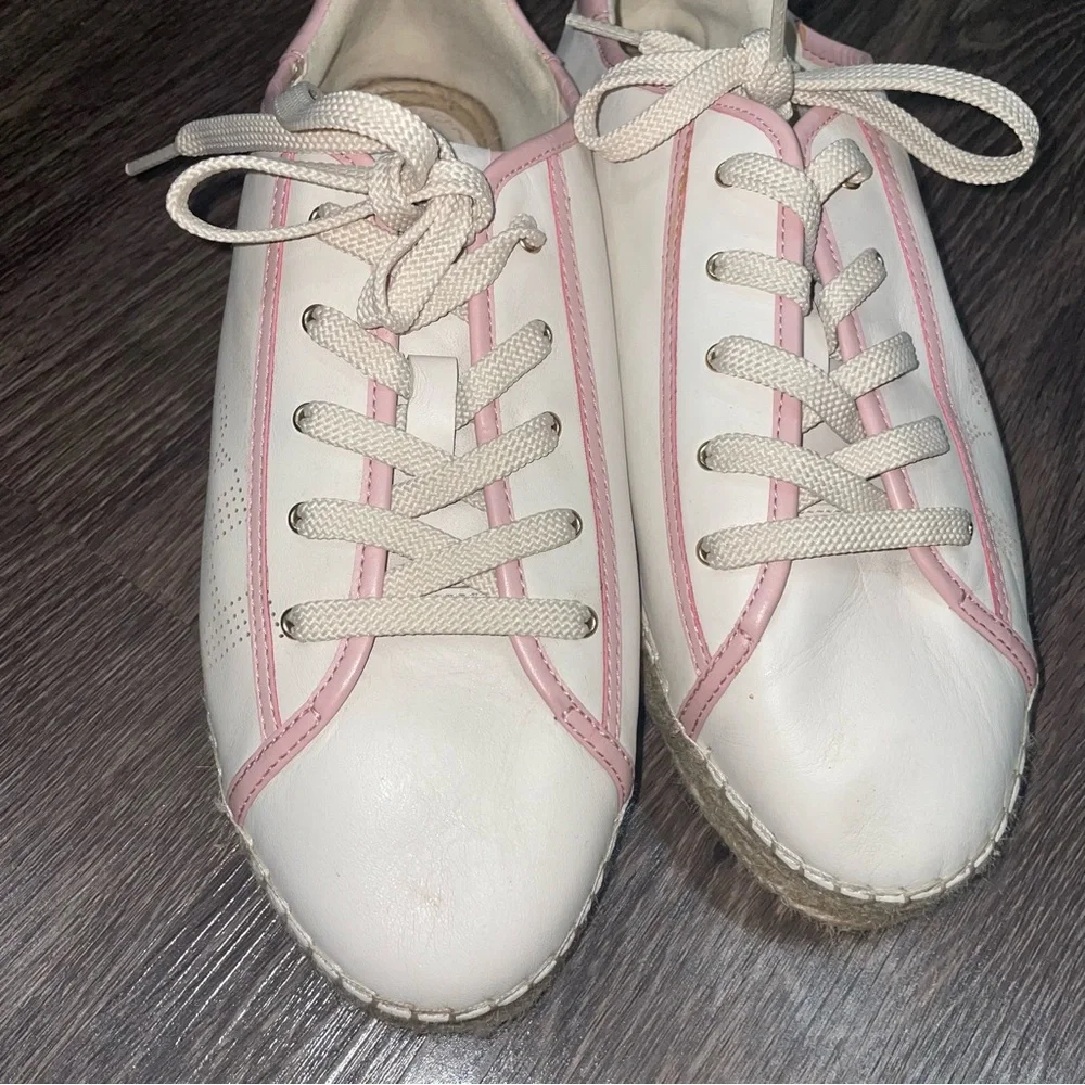 Coach Cate Pink and Cream Espadrille Sneakers size 10